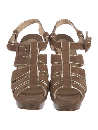 Christian Louboutin Suede Leather Trim Embellishment Gladiator Sandals