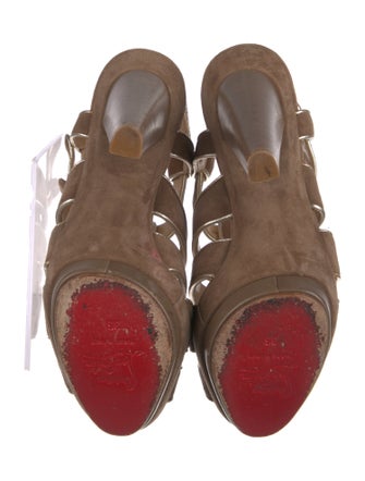 Christian Louboutin Suede Leather Trim Embellishment Gladiator Sandals