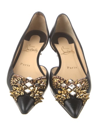 Christian Louboutin Spike Accents Leather D'Orsay Flats