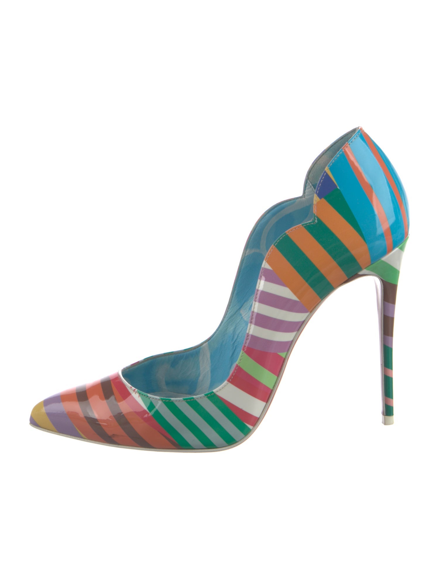 Christian Louboutin Patent Leather Striped D'Orsay Pumps