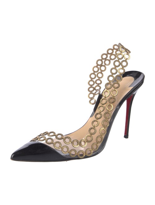 Christian Louboutin Patent Leather Chain-Link Accents Slingback Pumps