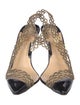 Christian Louboutin Patent Leather Chain-Link Accents Slingback Pumps