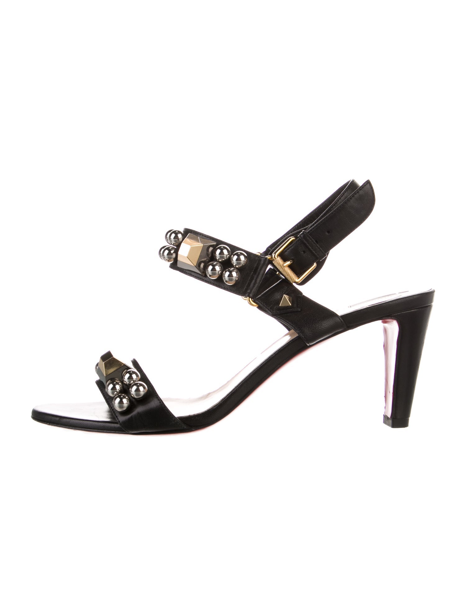 Christian Louboutin Leather Studded Accents Slingback Sandals