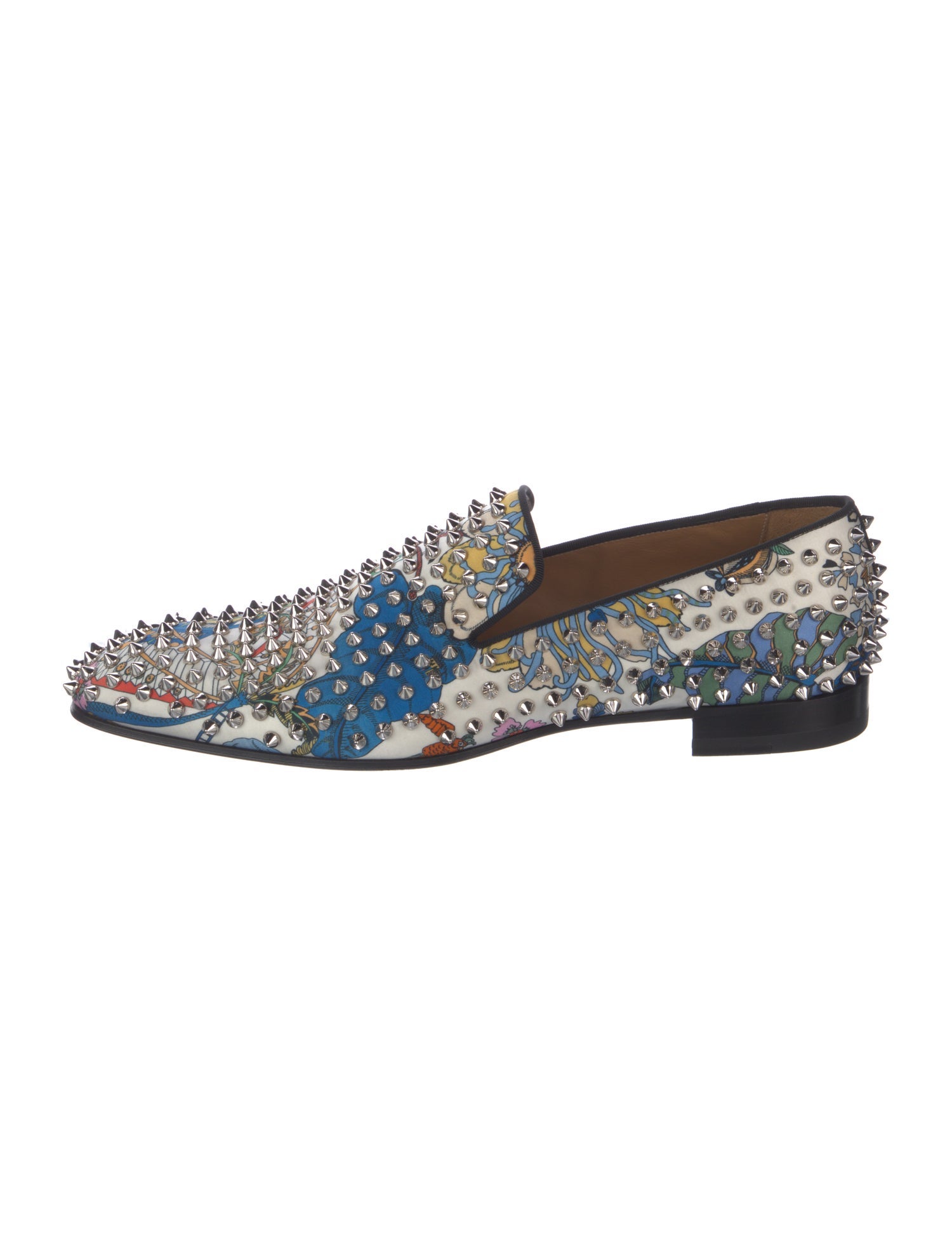Christian Louboutin Spike Accents Satin Loafers