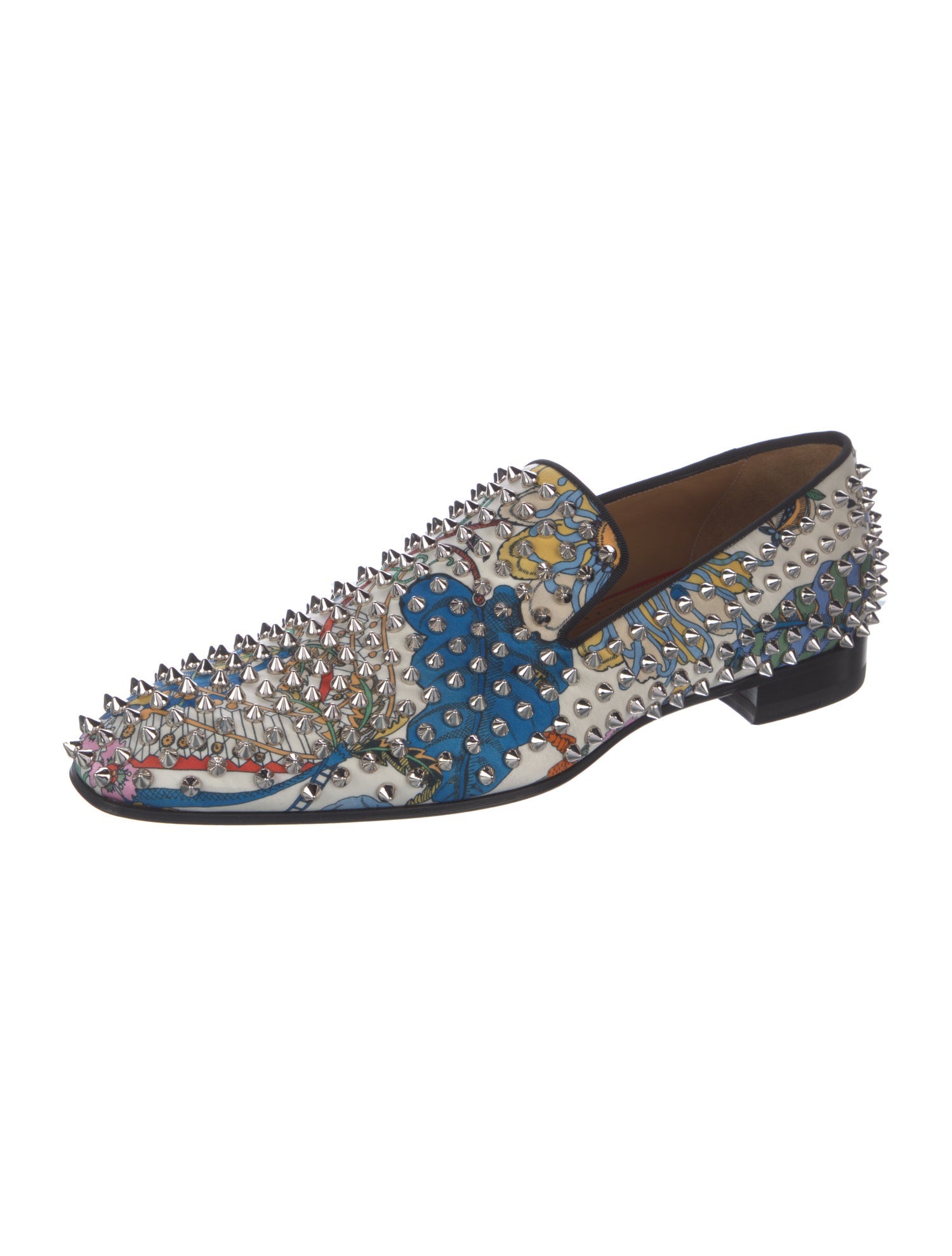 Christian Louboutin Spike Accents Satin Loafers