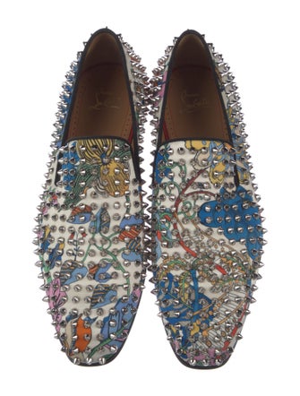 Christian Louboutin Spike Accents Satin Loafers
