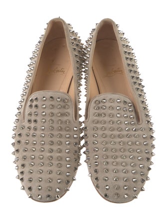 Christian Louboutin Spike Accents Suede Loafers