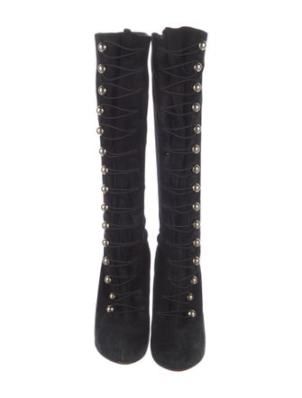 Christian Louboutin Suede Lace-Up Boots