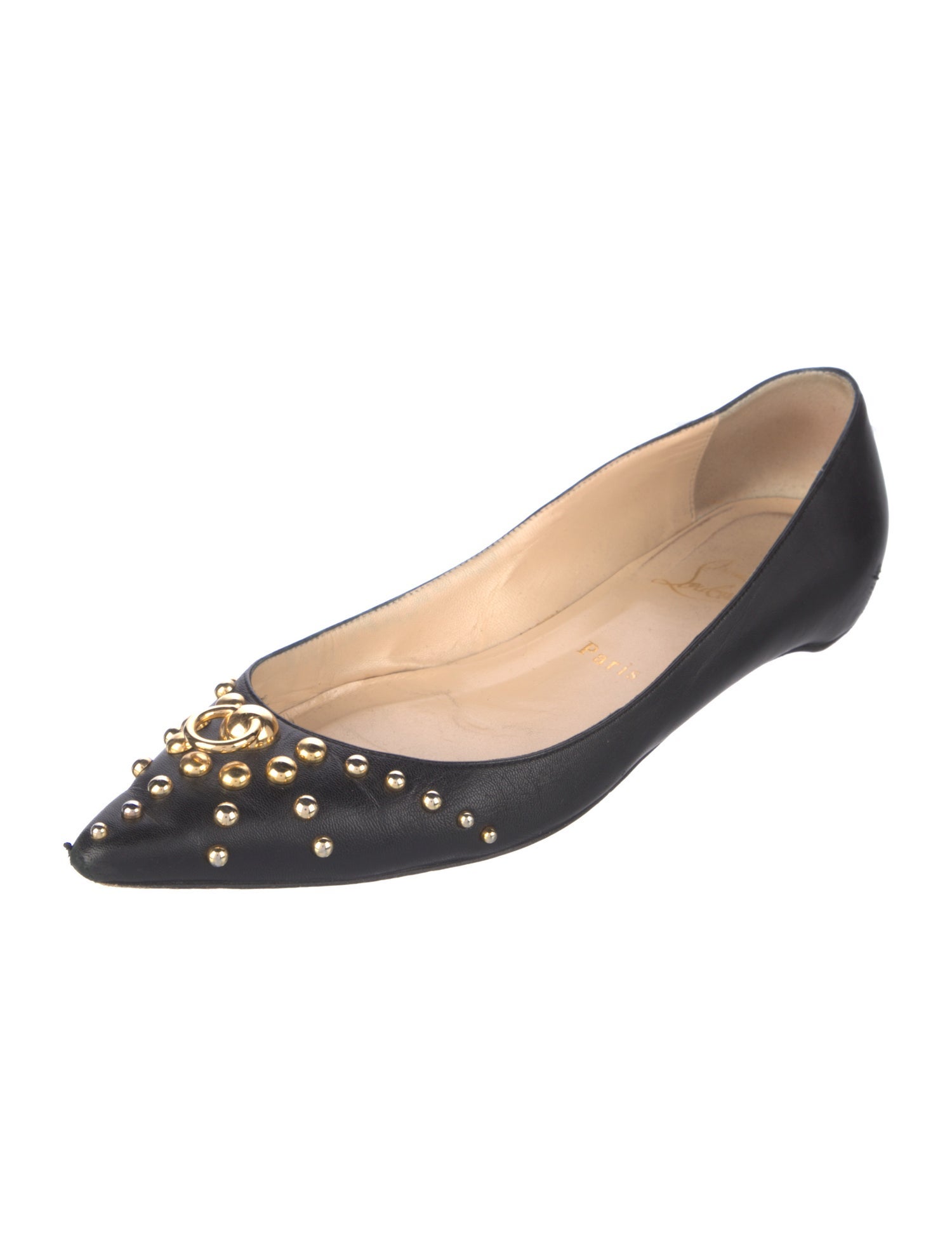 Christian Louboutin Leather Studded Accents Flats