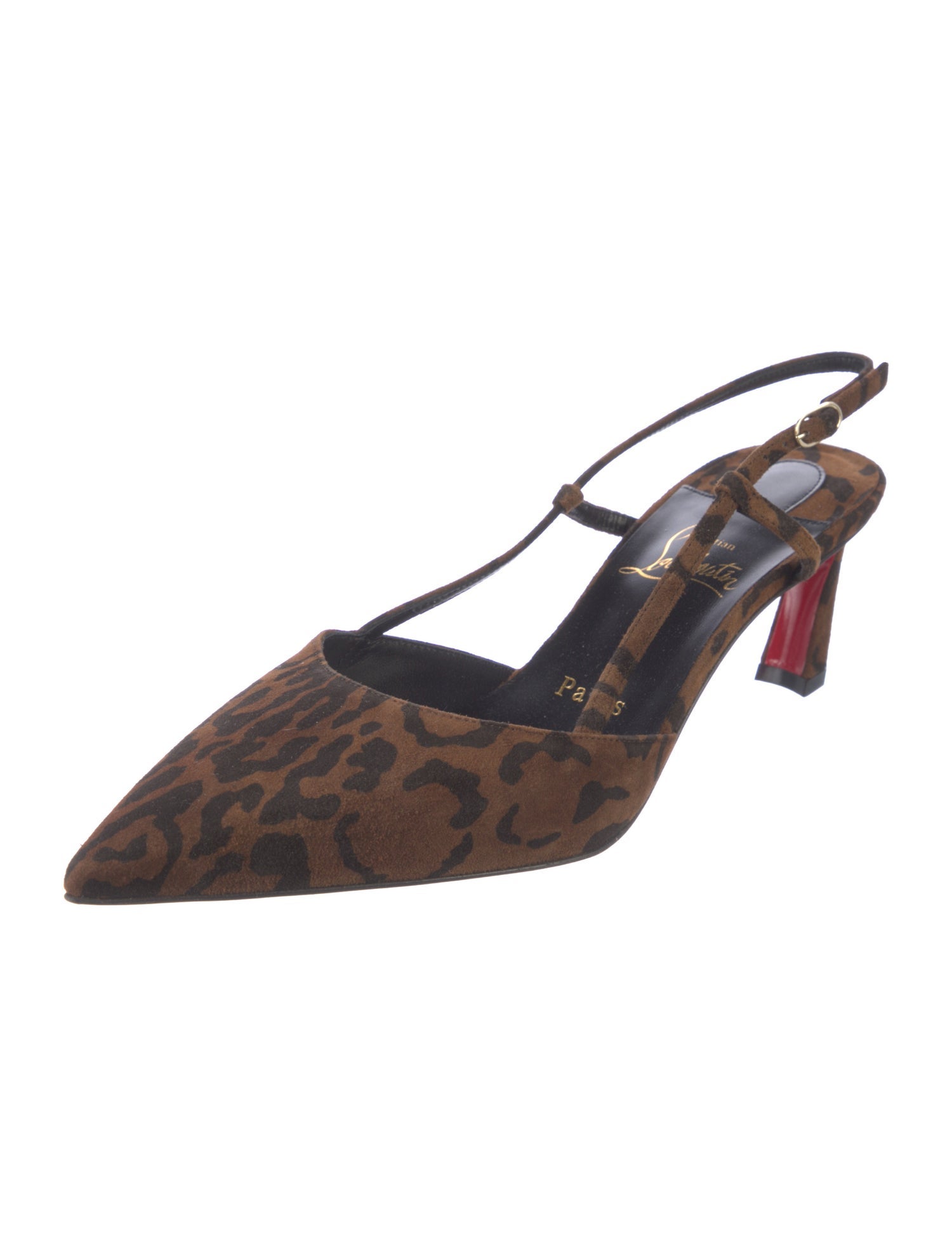 Christian Louboutin Suede Animal Print Slingback Pumps