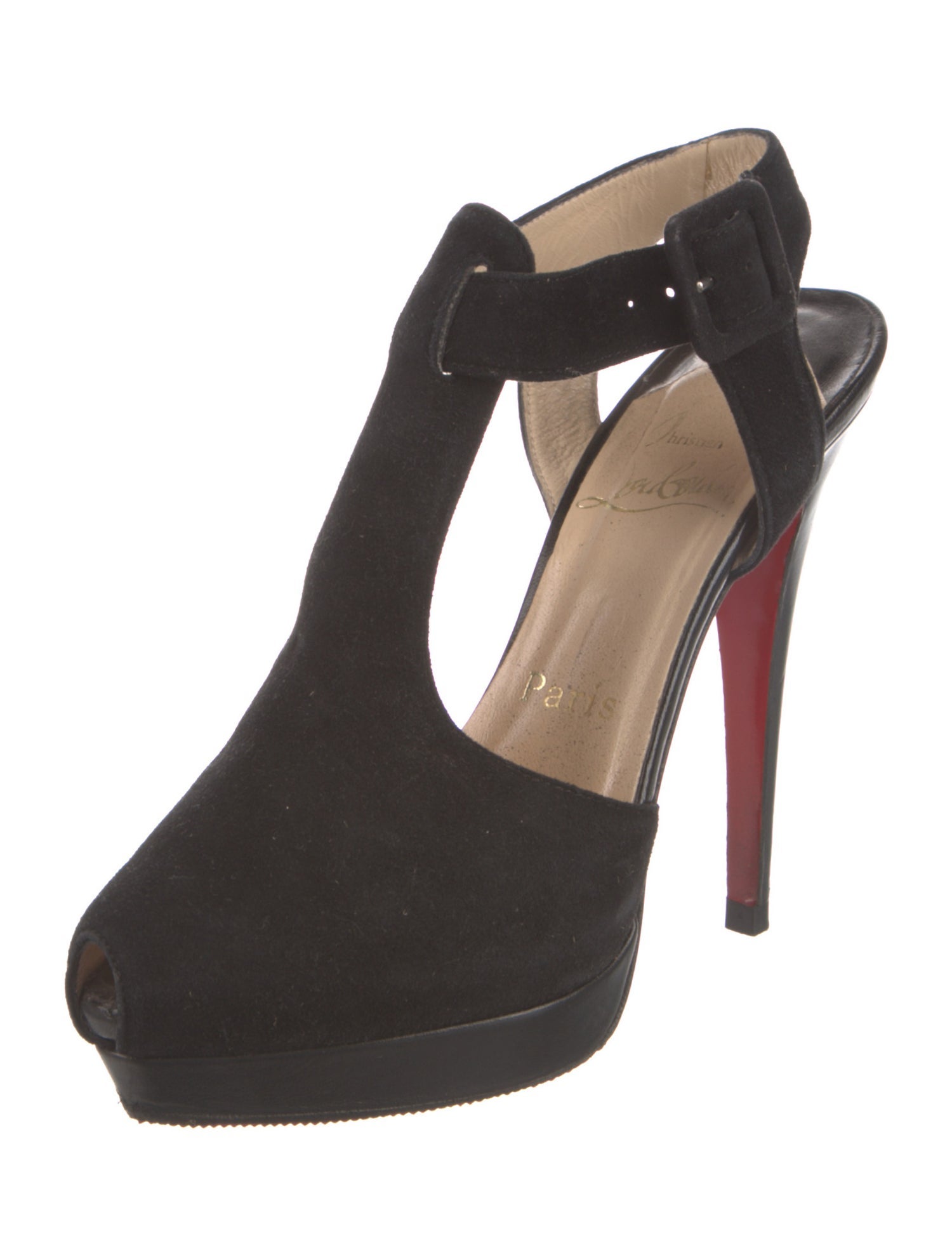 Christian Louboutin Suede T-Strap Pumps