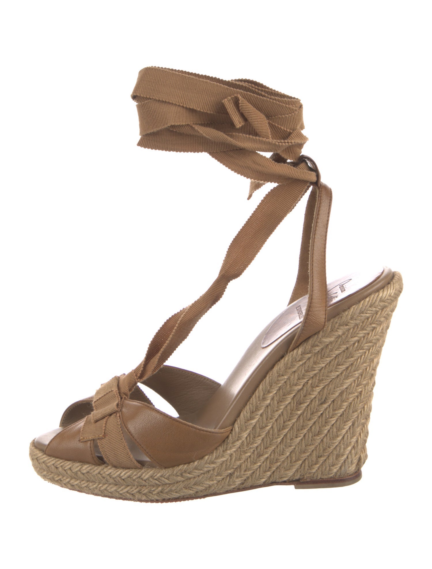 Christian Louboutin Leather Bow Accents Espadrilles