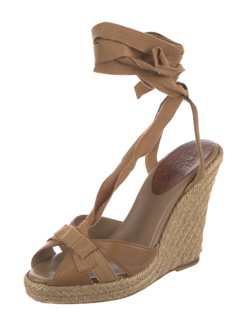 Christian Louboutin Leather Bow Accents Espadrilles