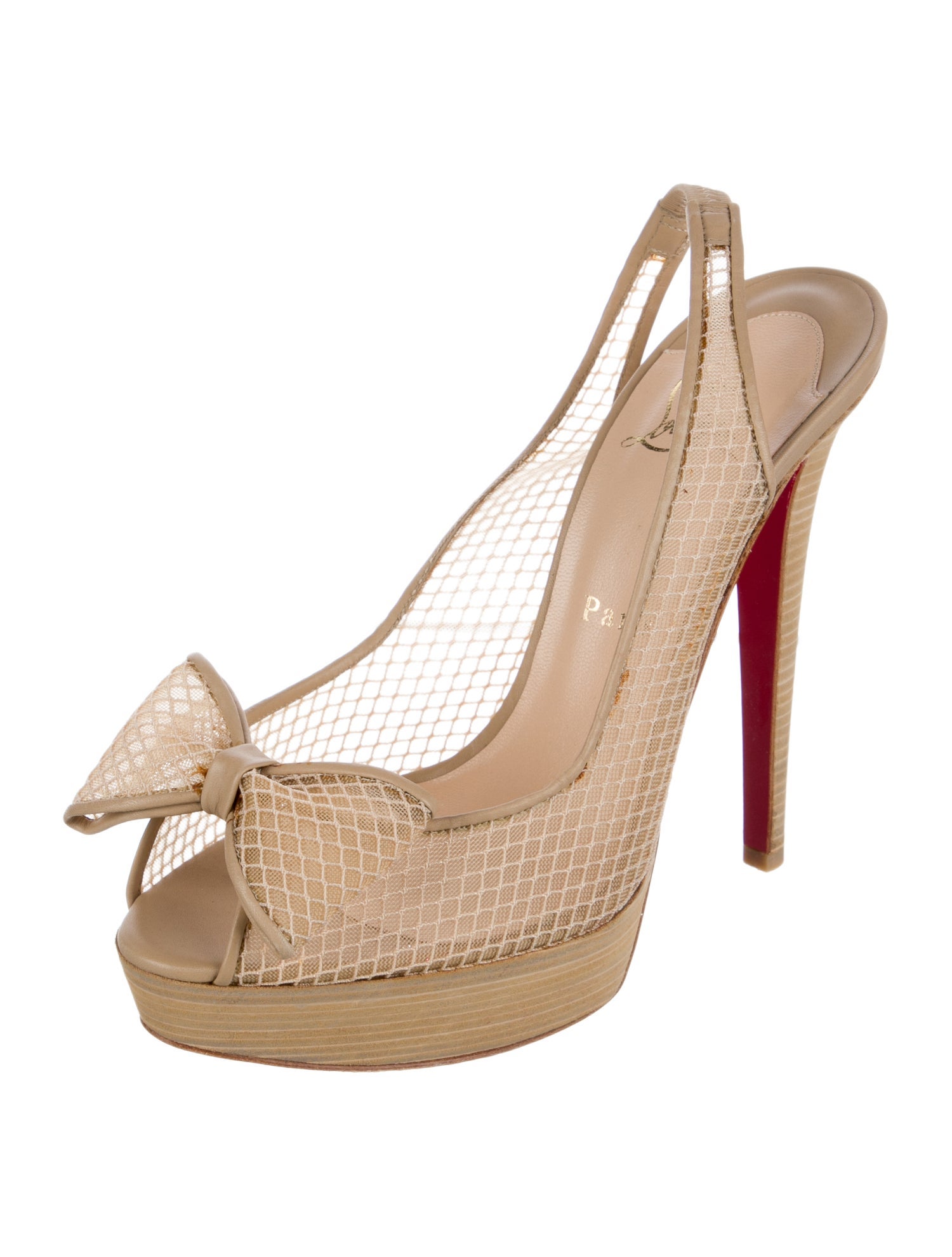 Christian Louboutin Mesh Mesh Accents Slingback Pumps