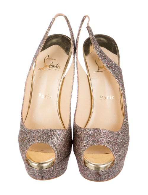 Christian Louboutin Glitter Glitter Accents Slingback Pumps