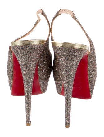 Christian Louboutin Glitter Glitter Accents Slingback Pumps