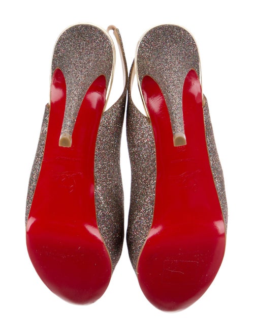 Christian Louboutin Glitter Glitter Accents Slingback Pumps