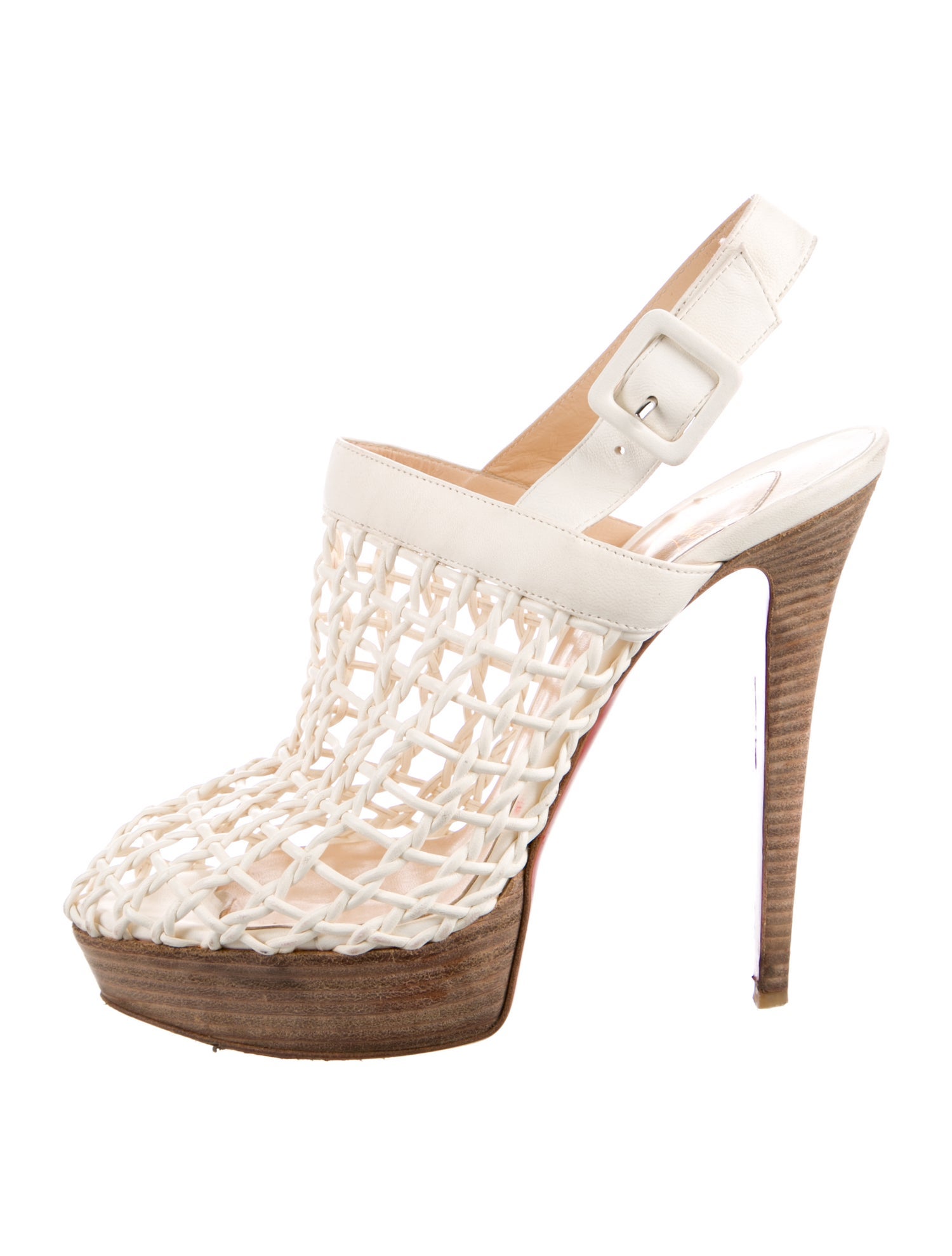 Christian Louboutin Leather Braided Accents Slingback Pumps