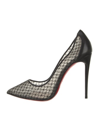 Christian Louboutin Mesh Leather Trim Embellishment Pumps