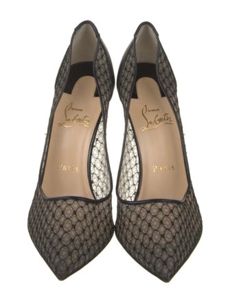 Christian Louboutin Mesh Leather Trim Embellishment Pumps