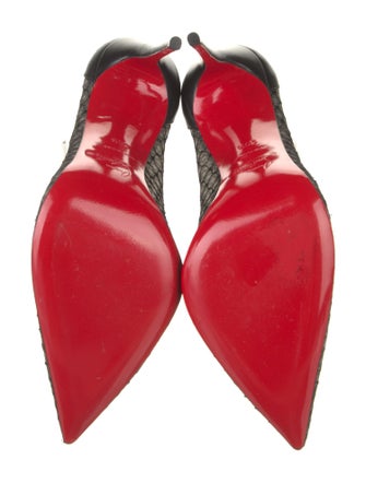 Christian Louboutin Mesh Leather Trim Embellishment Pumps