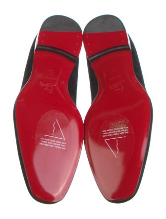 Christian Louboutin Suede Grosgrain Trim Slippers