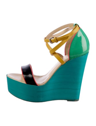 Christian Louboutin Patent Leather Colorblock Pattern Sandals