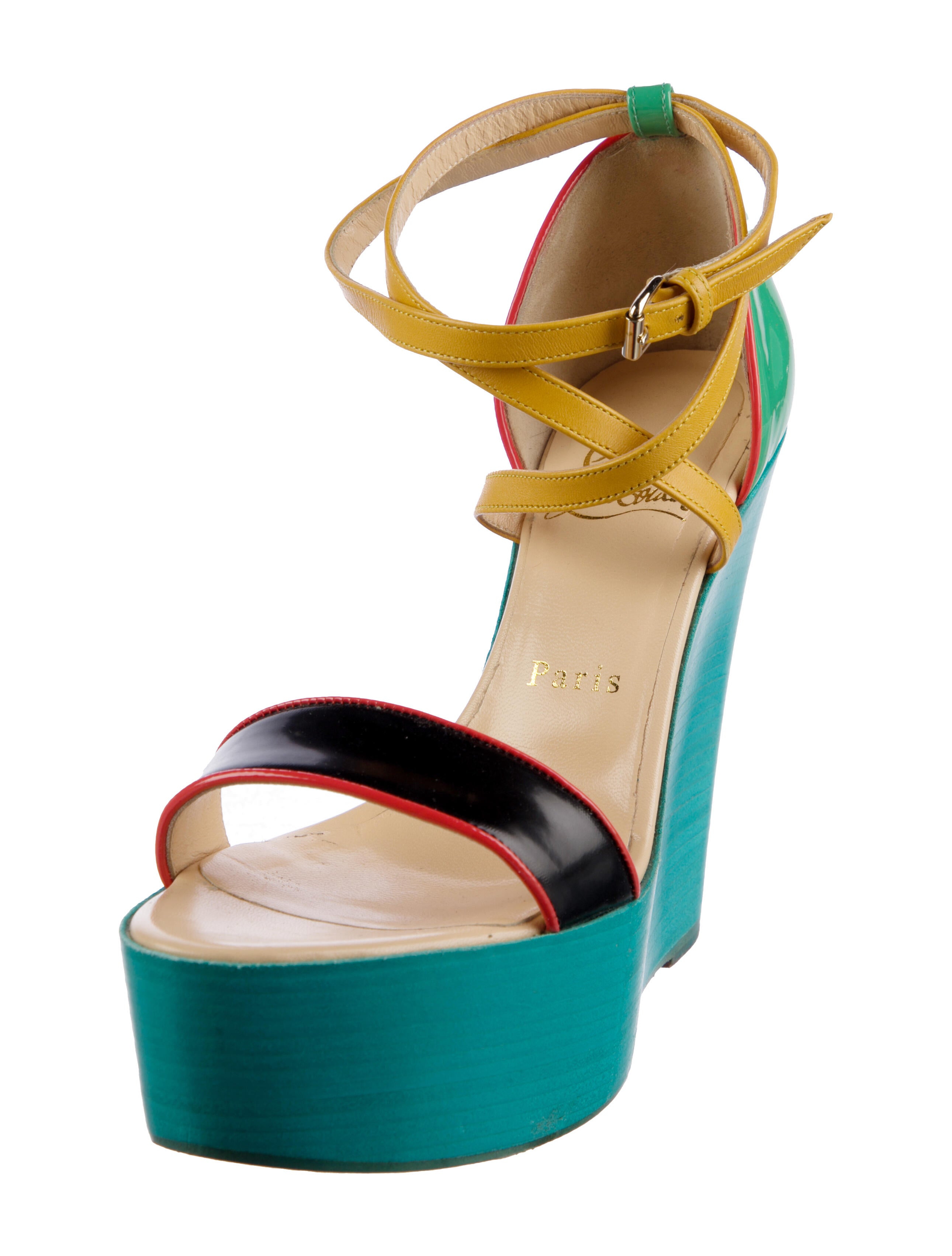 Christian Louboutin Patent Leather Colorblock Pattern Sandals