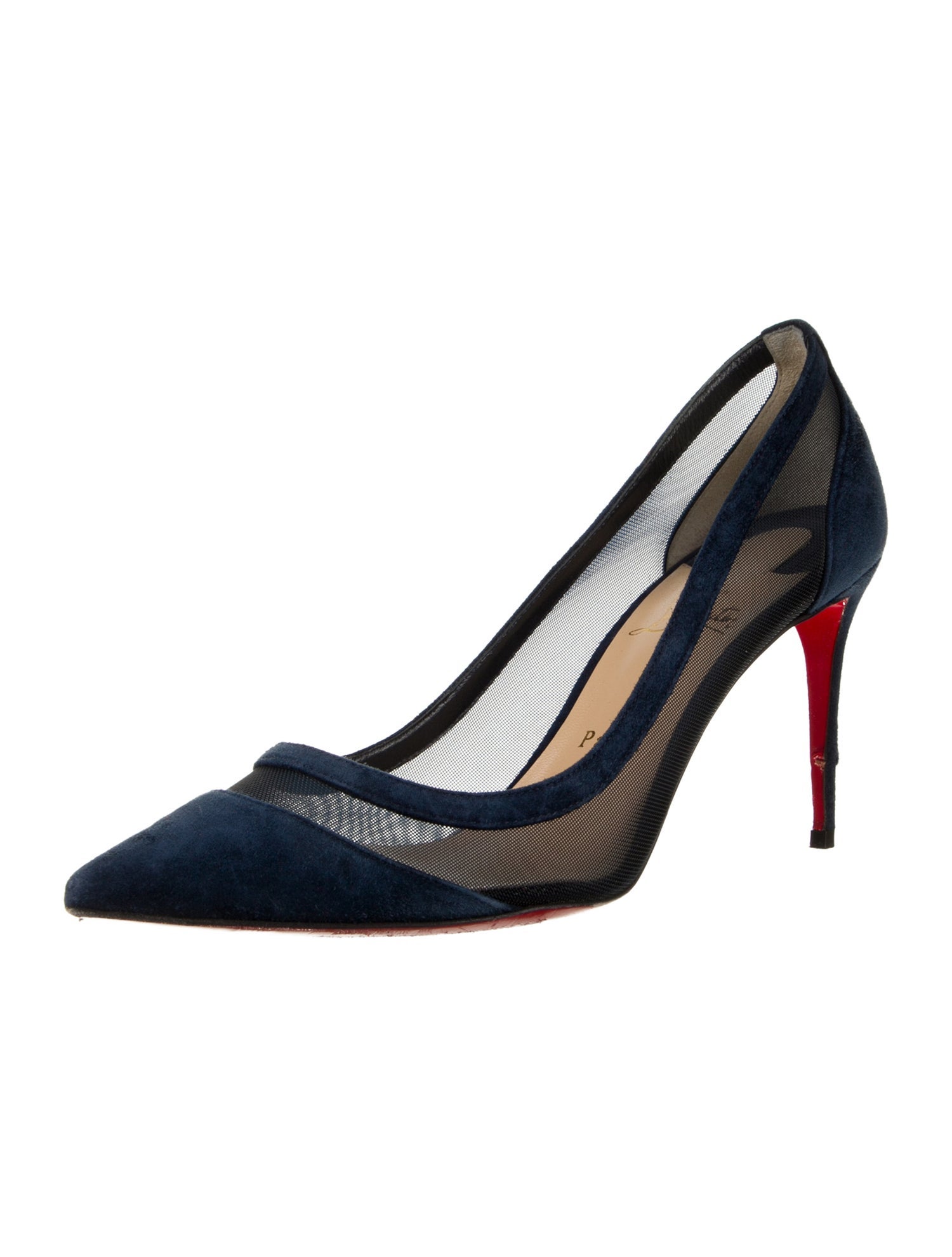 Christian Louboutin Suede Mesh Accents Pumps