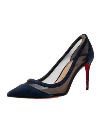 Christian Louboutin Suede Mesh Accents Pumps