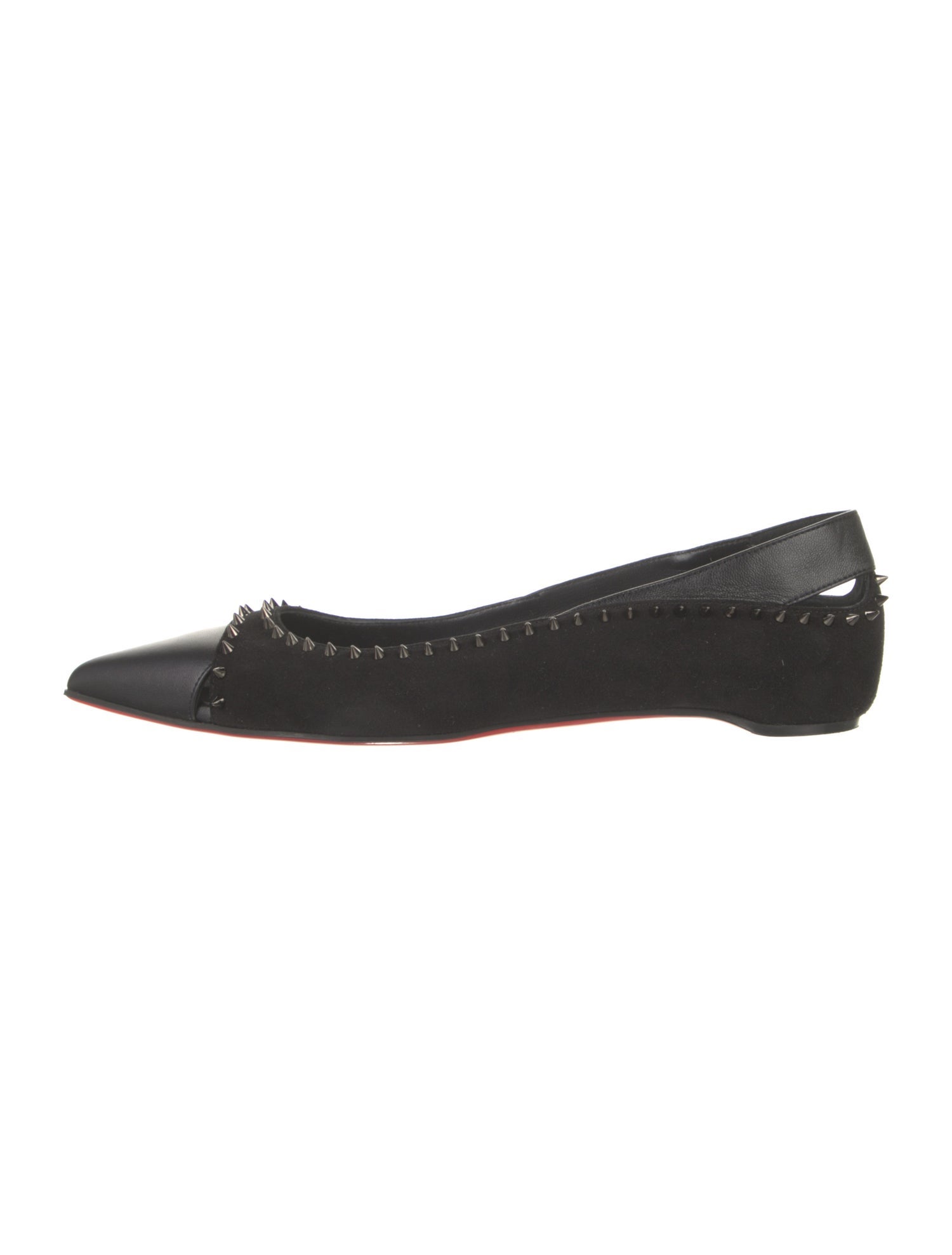Christian Louboutin Spike Accents Suede Ballet Flats