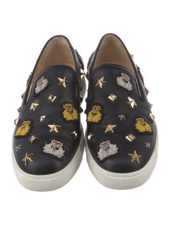 Christian Louboutin Spike Accents Leather Sneakers