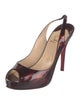 Christian Louboutin Patent Leather Printed Slingback Pumps