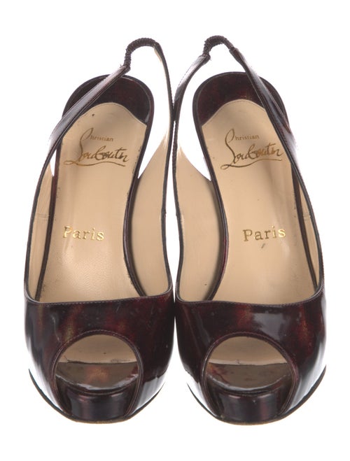 Christian Louboutin Patent Leather Printed Slingback Pumps