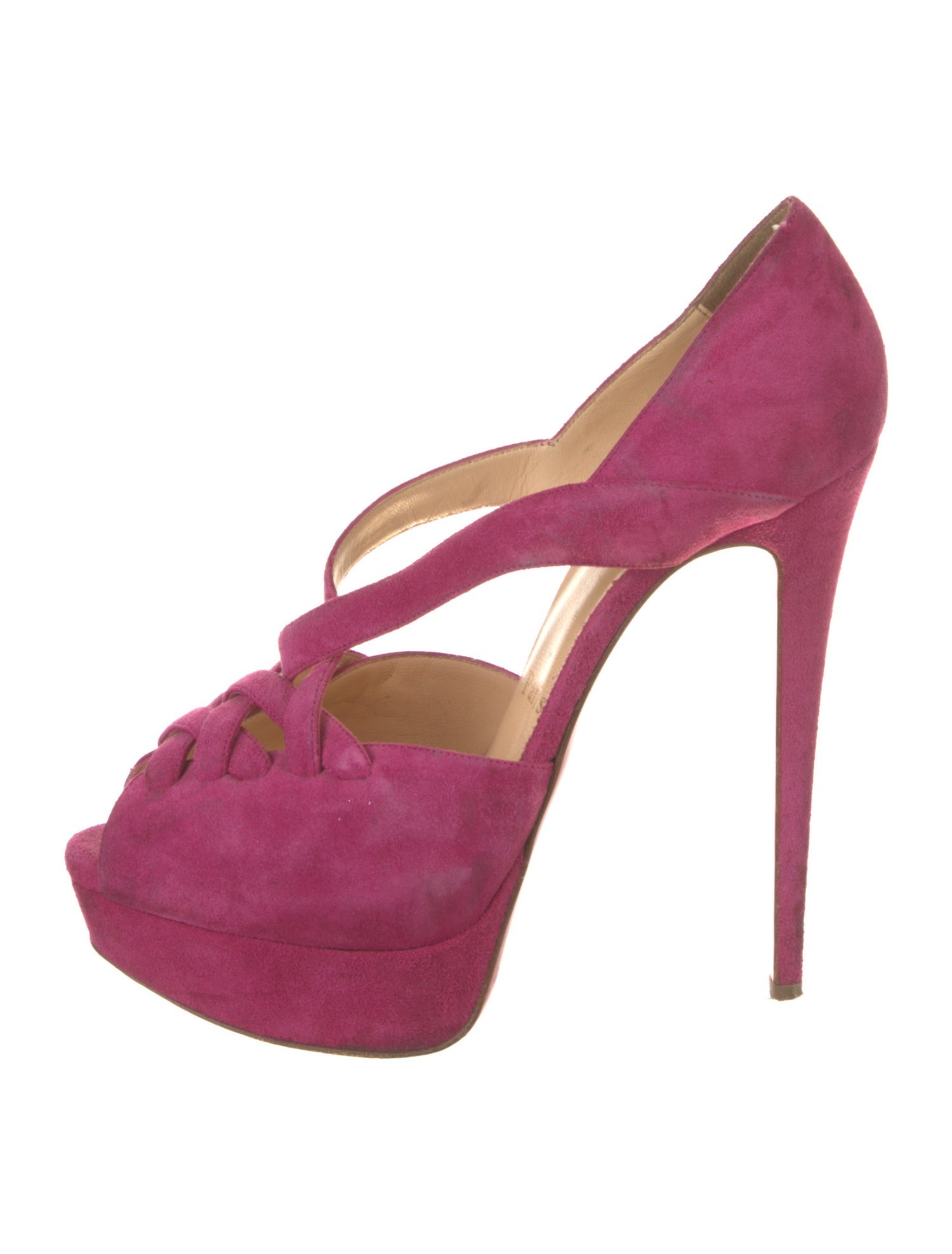 Christian Louboutin Suede Braided Accents T-Strap Pumps