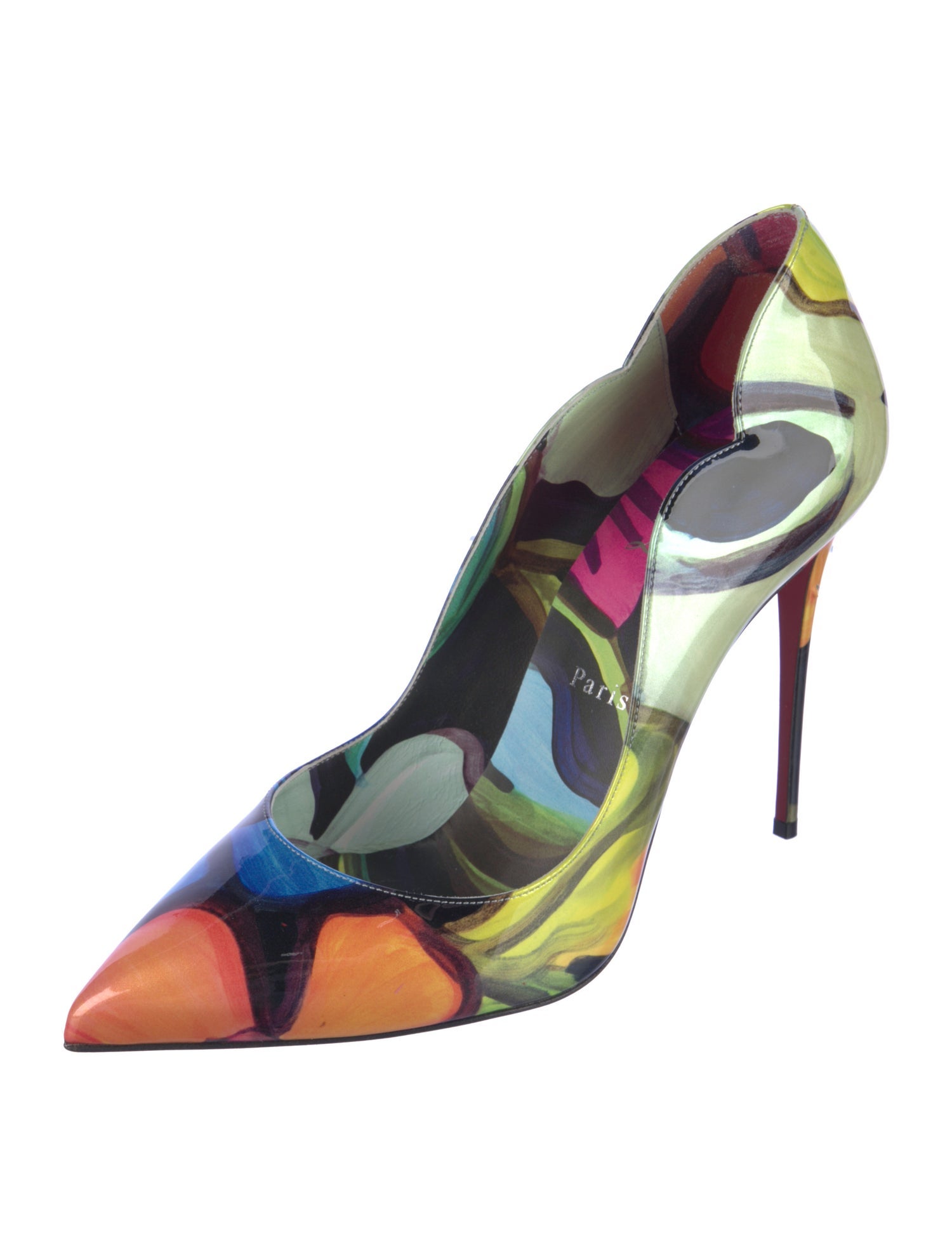 Christian Louboutin Patent Leather Printed D'Orsay Pumps