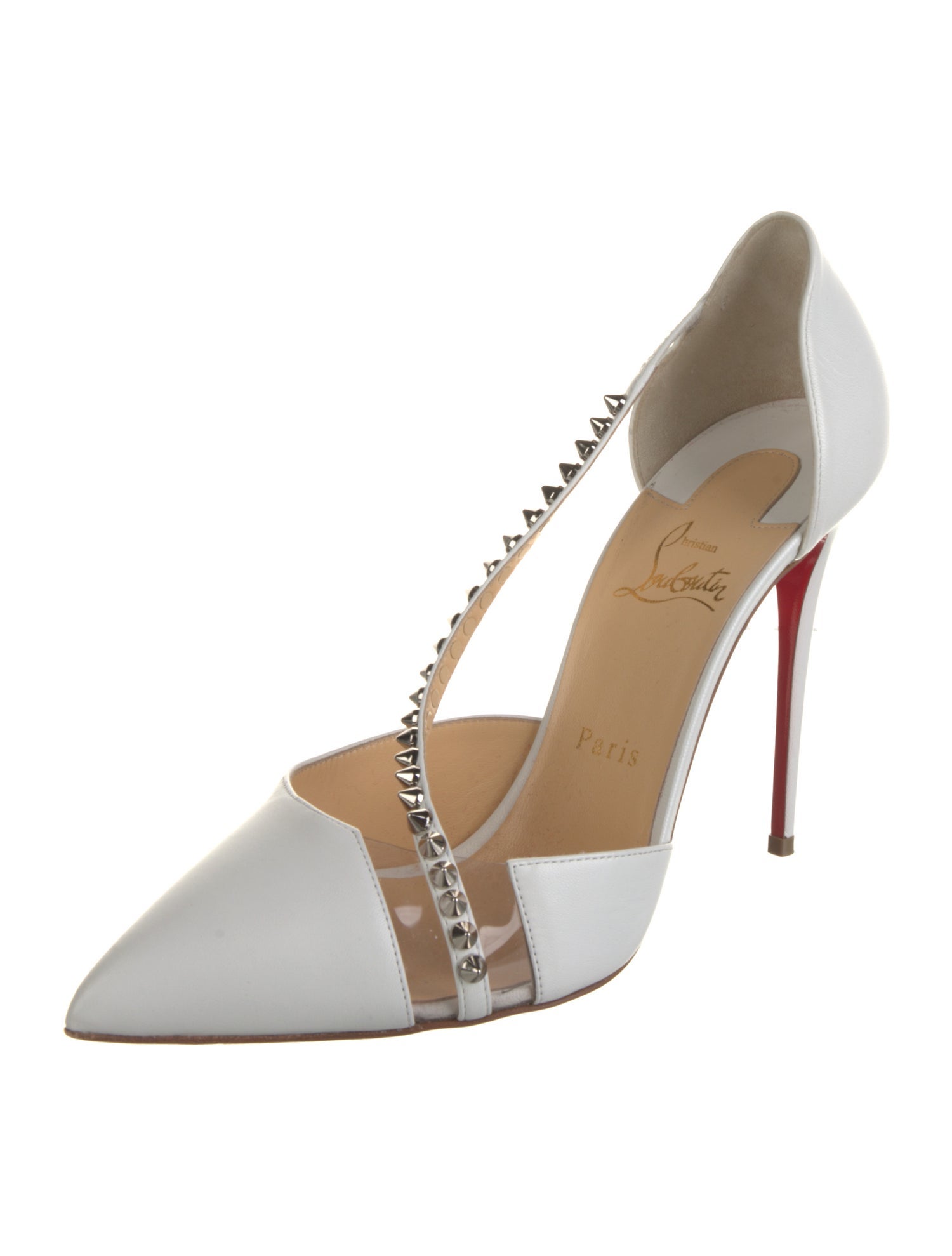 Christian Louboutin Spike Accents Leather D'Orsay Pumps