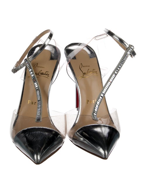 Christian Louboutin Patent Leather Crystal Embellishments T-Strap Pumps