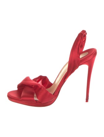 Christian Louboutin Satin Pleated Accents Slingback Sandals