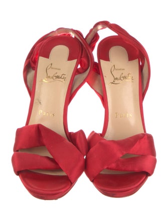 Christian Louboutin Satin Pleated Accents Slingback Sandals
