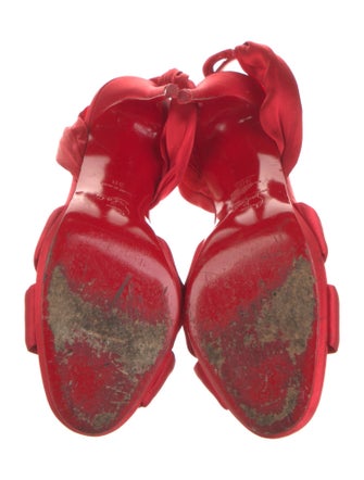 Christian Louboutin Satin Pleated Accents Slingback Sandals