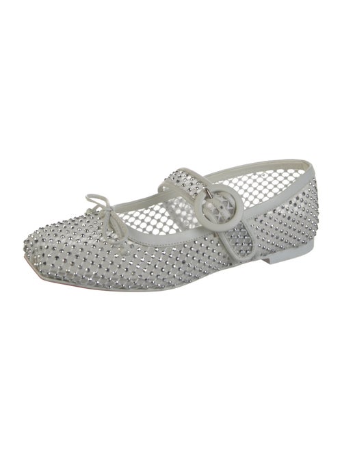 Christian Louboutin Mesh Crystal Embellishments Mary Jane Flats