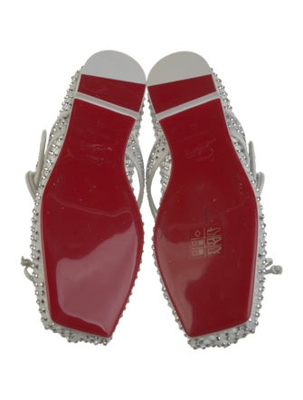 Christian Louboutin Mesh Crystal Embellishments Mary Jane Flats
