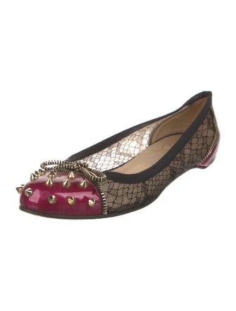 Christian Louboutin Spike Accents Patent Leather Ballet Flats