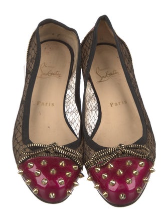Christian Louboutin Spike Accents Patent Leather Ballet Flats