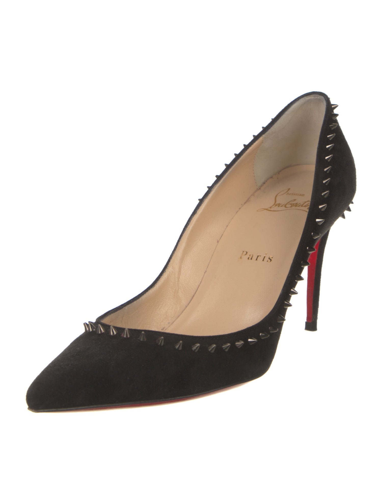 Christian Louboutin Spike Accents Suede Pumps