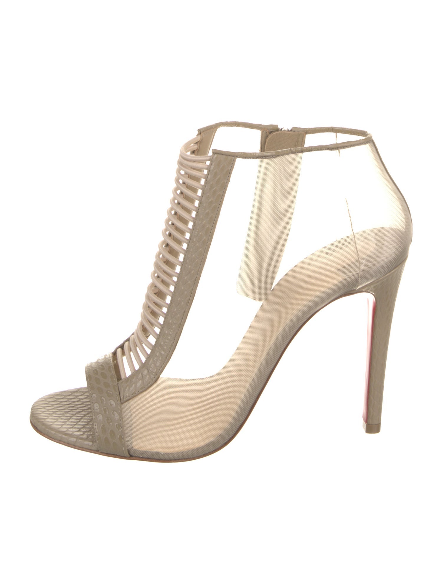 Christian Louboutin Leather Mesh Accents T-Strap Sandals