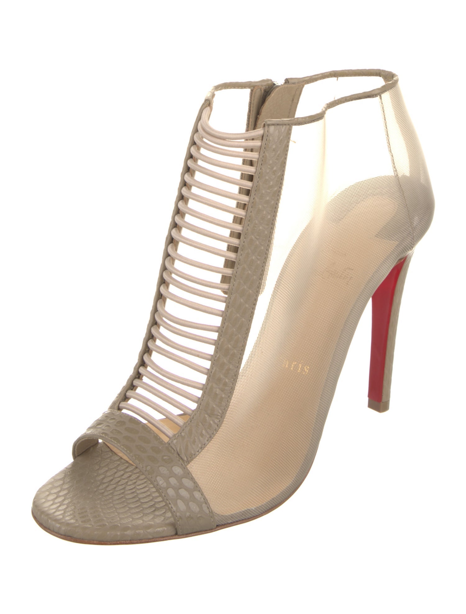 Christian Louboutin Leather Mesh Accents T-Strap Sandals