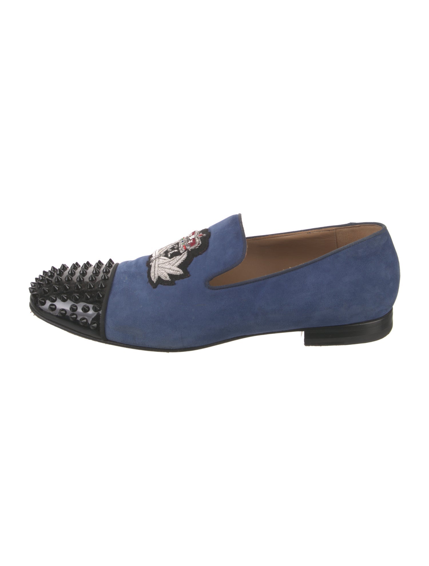 Christian Louboutin Spike Accents Suede Loafers