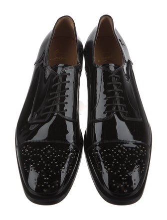 Christian Louboutin Patent Leather Studded Accents Derby Shoes